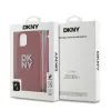 DKNY PU bőr Stack Logo csuklópántos tok iPhone 13-hoz piros - 3. kép