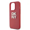 DKNY PU bőr Stack Logo csuklópántos tok iPhone 14 Pro piros - 1. kép