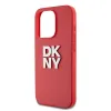 DKNY PU bőr Stack Logo csuklópántos tok iPhone 15 Pro Max-hoz Piros - 1. kép