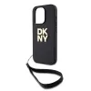 DKNY PU Leather Stack Logo Wrist Strap tok iPhone 14 Pro Max-hoz fekete - 1. kép