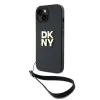 DKNY PU bőrből készült Stack Logo csuklópántos iPhone 15 tok fekete - 0. kép