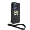 DKNY PU bőr logós karkötőpántos tok iPhone 15 Pro-hoz fekete - 1. kép