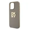 DKNY PU bőr Stack Logo csuklópántos tok iPhone 15 Pro Bézs - 1. kép