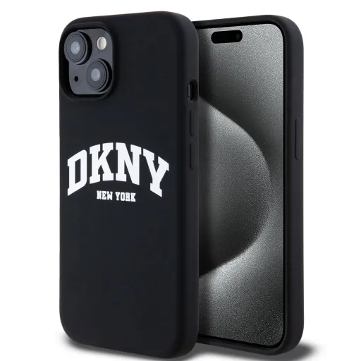 DKNY Liquid Silicone Arch Logo MagSafe tok iPhone 14 Fekete