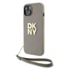 DKNY PU bőrből készült Logózott csuklópántos tok iPhone 14-hez, Bézs - 0. kép