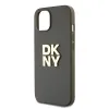 DKNY PU bőr Stack Logo csuklópántos tok iPhone 13-hoz barna - 1. kép