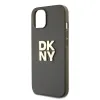 DKNY PU bőr Stack Logo csuklópántos tok iPhone 15-höz barna - 1. kép