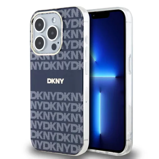 DKNY PC/TPU Repeat Pattern Tonal Stripe Magsafe tok iPhone 14 Pro-hoz Kék