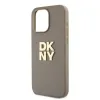 DKNY PU bőr Stack Logo csuklópántos tok iPhone 14 Pro Max Bézs - 1. kép