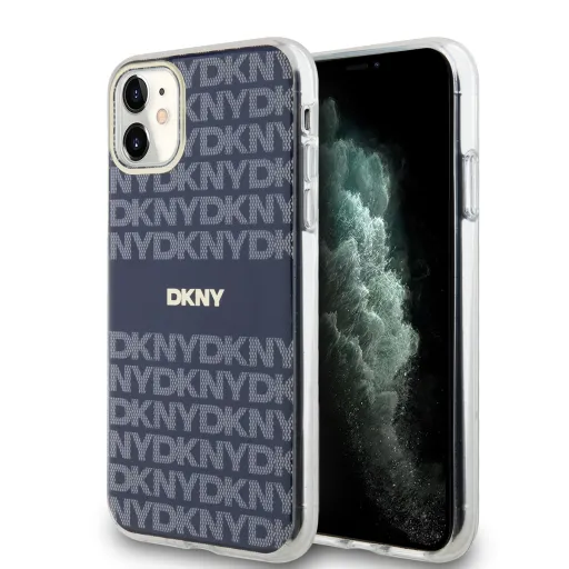 DKNY PC/TPU Repeat Pattern Tonal Stripe Magsafe tok iPhone 11 Blue