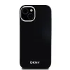 DKNY Liquid Silicone Silver Metal Logo MagSafe tok iPhone 15-höz fekete - 0. kép