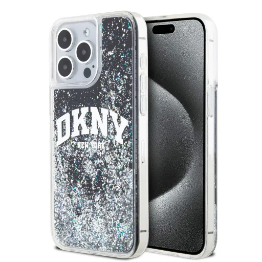 DKNY Liquid Glitter Arch Logo tok iPhone 13 Pro-hoz fekete