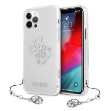 Guess GUHCP12LKS4GSI iPhone 12 Pro Max 6,7 hüvelykes átlátszó tok 4G ezüst medálgyűjtemény,