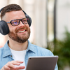 Vezeték nélküli Bluetooth fejhallgató Haylou S35 ANC (lila-narancs) - 4. kép