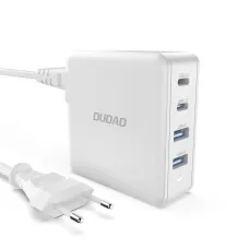 GaN 100W gyors fali töltő 2 x USB-C / 2 x USB Dudao A100EU - fehér