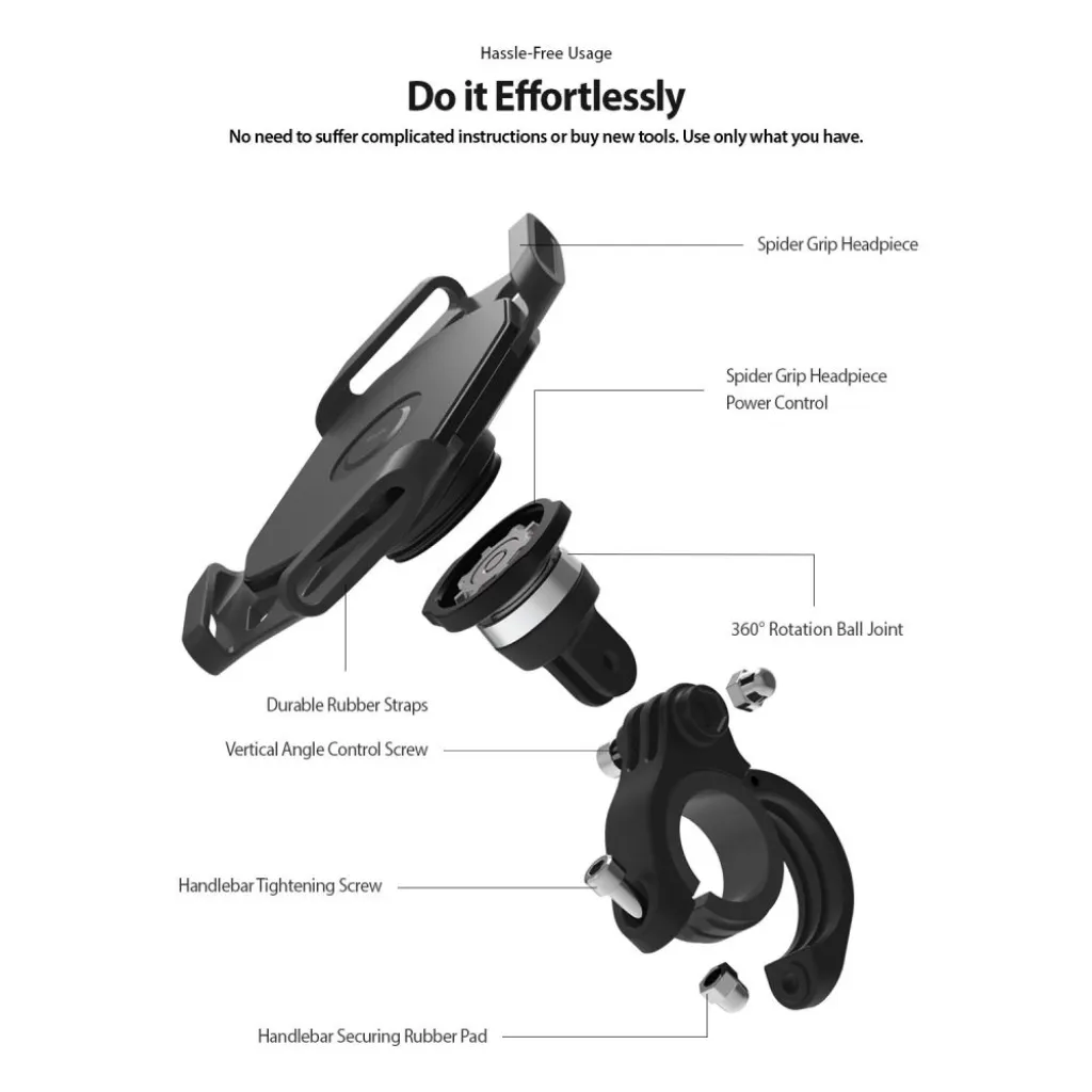 Biciklikormányra erősíthető telefontartó fekete, biciklis mobitelefon tartó (Ringke Spide) - 12