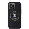 U.S. Polo PU bőr nyomtatott kerek Double Horse MagSafe tok iPhone 15 Pro fekete - 1. kép