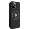 U.S. Polo PU bőr nyomtatott kerek Double Horse MagSafe tok iPhone 15 Pro fekete - 2. kép