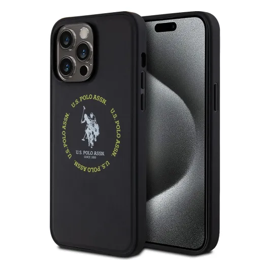 U.S. Polo PU Leather Printed Round Double Horse MagSafe tok iPhone 15 Pro Max Fekete U.S. Polo PU Leather Printed Round Double Horse MagSafe tok iPhone 15 Pro Max Fekete