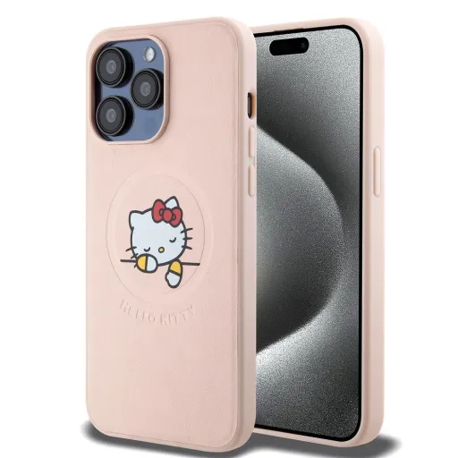 Hello Kitty PU Kitty Asleep Logo MagSafe tok iPhone 15 Pro Max Pink