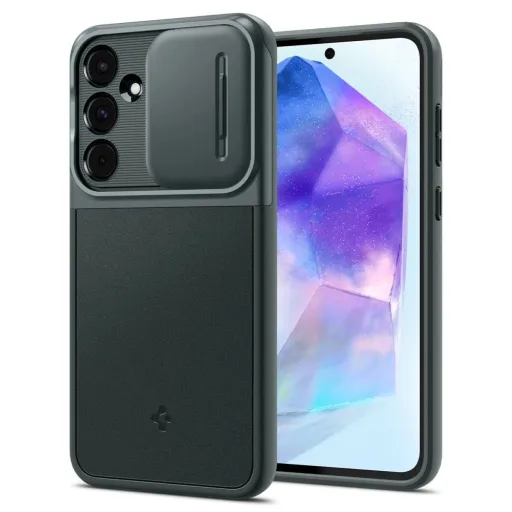 Spigen Optik Armor tok Samsung Galaxy A55 5G-hez - sötétzöld Spigen Optik Armor tok Samsung Galaxy A55 5G-hez - sötétzöld
