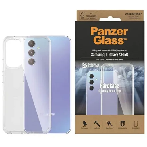 PanzerGlass HardCase antibakteriális Military Grade minősítésű tok Samsung Galaxy A34 5G-hez - átlátszó