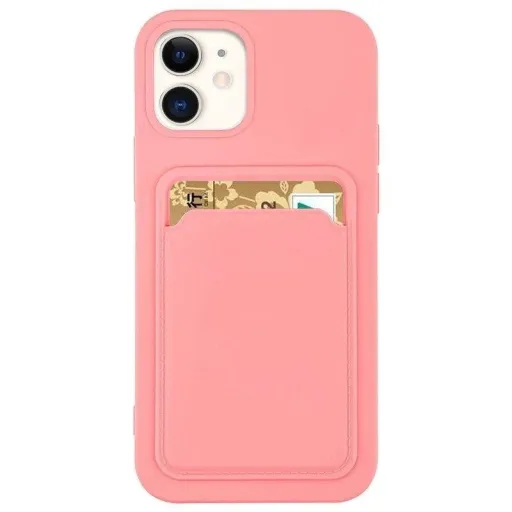 Card Case Szilikon Pénztárca Tok Kártyatartóval Dokumentumok Számára Samsung Galaxy A22 4G Rózsaszín tok