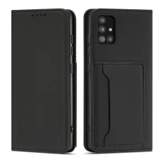 Magnet Card Case Samsung Galaxy A12 5G Tok, Kártyatartó Tárca Fekete