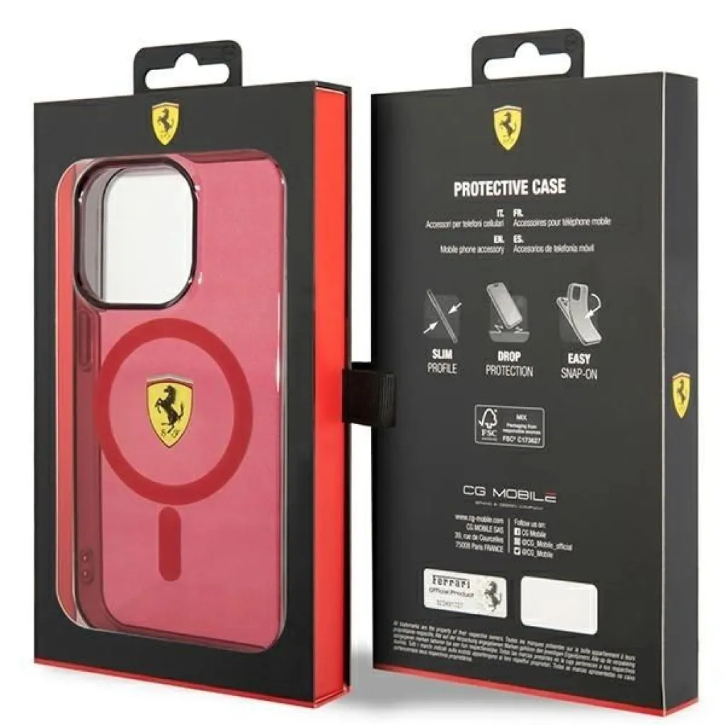 Ferrari FEHMP14XURKR iPhone 14 Pro Max 6.7" piros/piros keménytok Translucent MagSafe tok - 8
