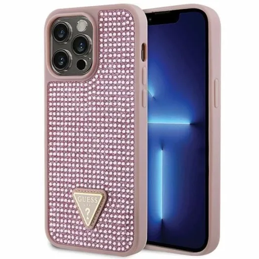 Guess Rhinestone Triangle tok iPhone 14 Pro Max - rózsaszín Guess Rhinestone Triangle tok iPhone 14 Pro Max - rózsaszín