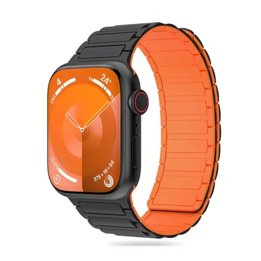 Tech-Protect IconBand Magnetic szíj Apple Watch 4 / 5 / 6 / 7 / 8 / 9 / SE / Ultra 1 / 2 (42/44/45/49 mm) - Fekete és Narancs
