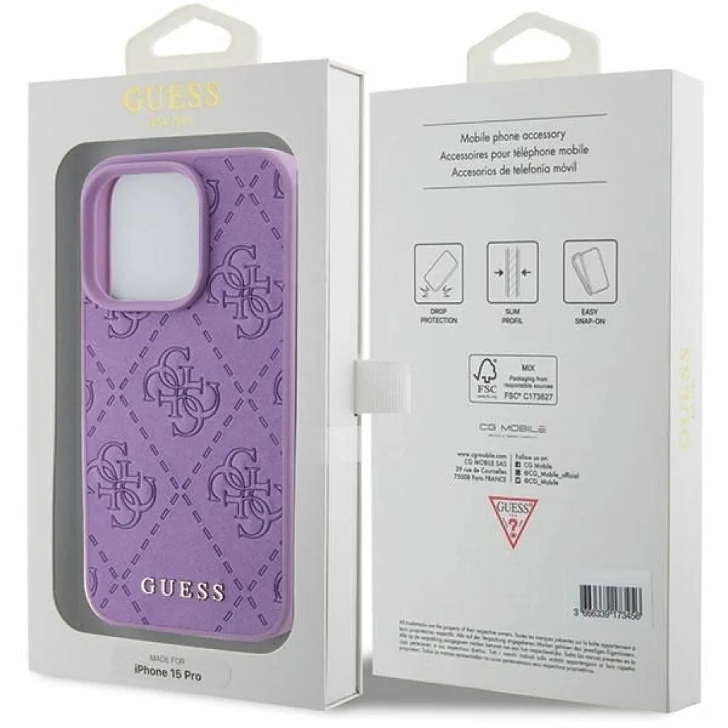 Guess Leather 4G Stamped tok iPhone 15 Pro Max - lila - 8