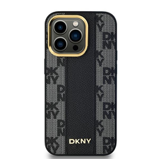  iPhone 14 Pro fekete DKNY Leather Checkered Mono Pattern MagSafe tok