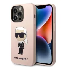 Karl Lagerfeld Szilikon Ikonik MagSafe tok az iPhone 14 Pro számára - rózsaszín