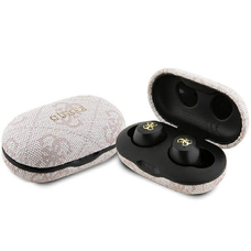 TWS Guess 4G Metal Bluetooth slúchadlá ENC s nabíjacou stanicou - ružová
