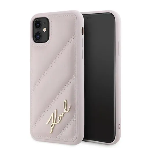 Karl Lagerfeld Diagonal Quilted Script tok iPhone 11 - rózsaszín