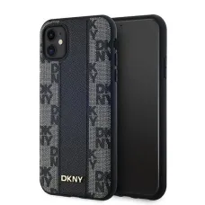 DKNY Bőr Kockás Mono Minta MagSafe Tok iPhone 11 - fekete színben