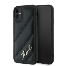 Karl Lagerfeld Diagonal Quilted Script tok iPhone 11 - fekete