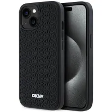 DKNY 3D Gumi Ismétlődő Mintás tok iPhone 15 Plus - fekete