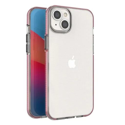 Spring Case tok iPhone 14 Plus-hoz szilikon kerettel világos rózsaszín