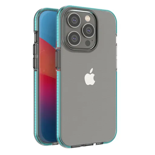 Spring Case tok iPhone 14 Pro szilikon tok kerettel világoskék