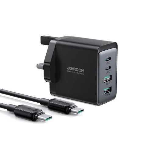 Joyroom TCG02 PD USB-C USB-A 67W GaN fali töltő (UK) + USB-C kábel - fekete