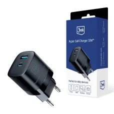 3mk Hyper Töltő GaN 33W USB-C USB-A hálózati töltő - fekete