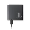 GaN 140W gyorstöltő 3 x USB-C / USB-A Joyroom JR-TCG05EU - fekete + USB-C - USB-C 240W 1.2m kábel - 0. kép