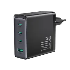 GaN 140W gyorstöltő 3 x USB-C / USB-A Joyroom JR-TCG05EU - fekete + USB-C - USB-C 240W 1.2m kábel