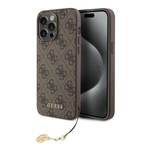 Guess 4G Charm tok iPhone 15 Pro Max - Egyszínű Barna