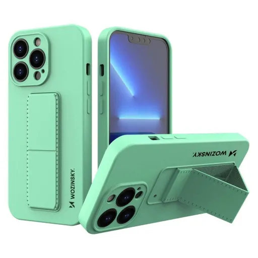 Wozinsky Kickstand Case szilikon tok állvánnyal iPhone 13 Pro-hoz menta