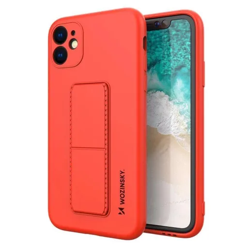 Wozinsky Kickstand Case szilikon tok állvánnyal iPhone 12 Pro Max-hoz piros