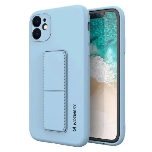 Wozinsky Kickstand Case szilikon tok állvánnyal iPhone 11 Pro Max-hoz világoskék