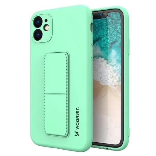 Wozinsky Kickstand Case szilikon tok állvánnyal iPhone 12 minihez – menta